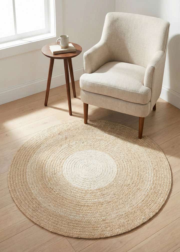 3' 1 x 3' 1 Handmade Hand Braided Wool Round Rug