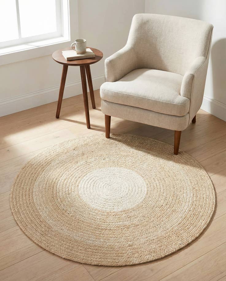 Detail image of 3' 1 x 3' 1 Handmade Hand Braided Wool Round Rug