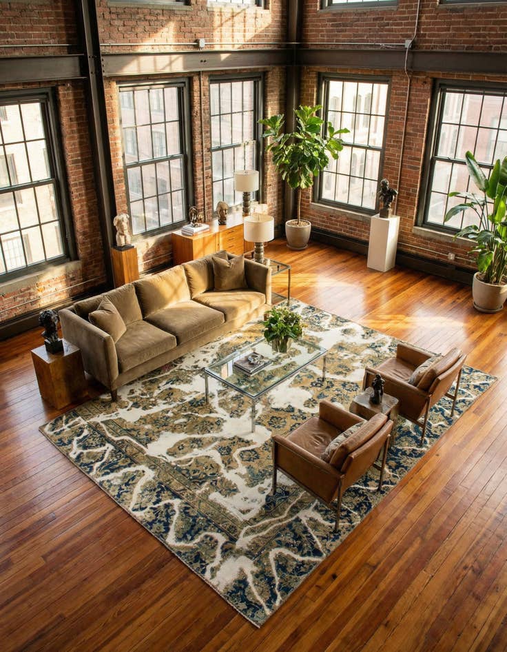 Detail image of 6' 6 x 7' 8 Hand Knotted Ultra Vintage Persian Wool Square Rug