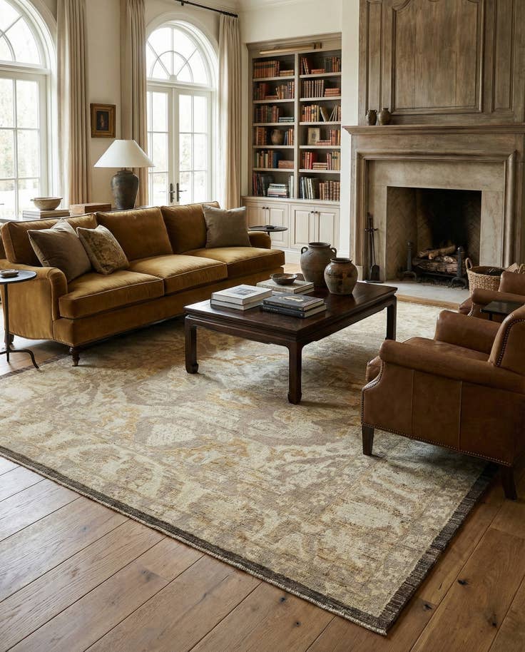 Detail image of 9' 5 x 12' 7 Hand Knotted Oushak Wool Rug