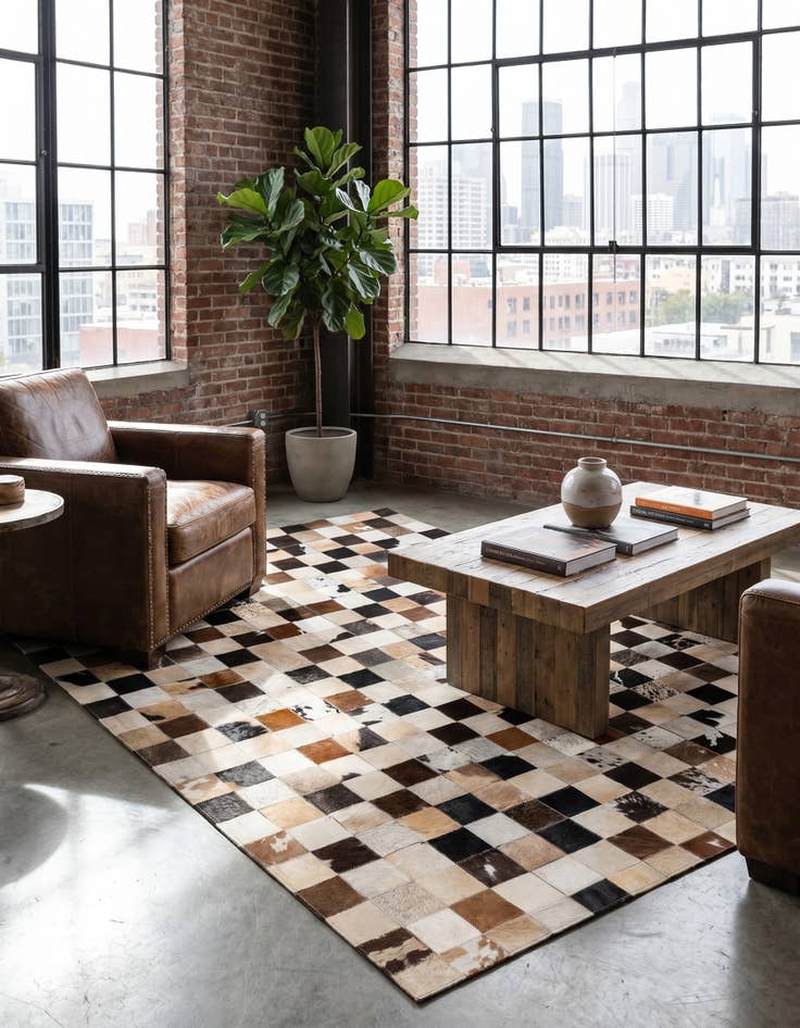 Detail image of 4' 1 x 6' Cowhide - Patchwork Rug