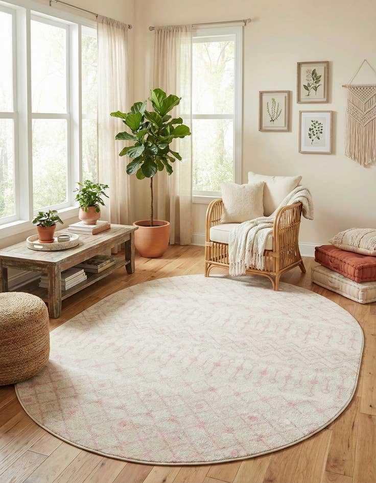 Detail image of 7' 10 x 10' Moroccan Trellis Oval Rug