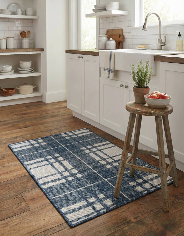 Detail image of 2' x 3'  Washable Checkered Indoor / Outdoor Rug