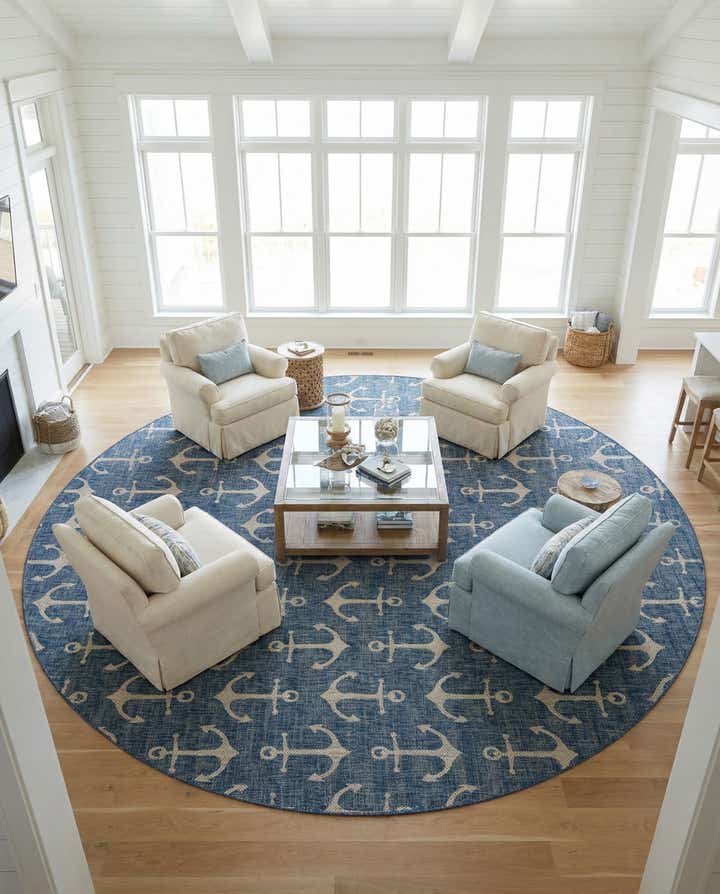 13' x 13' Easy-Clean Coastal Indoor / Outdoor Round Rug