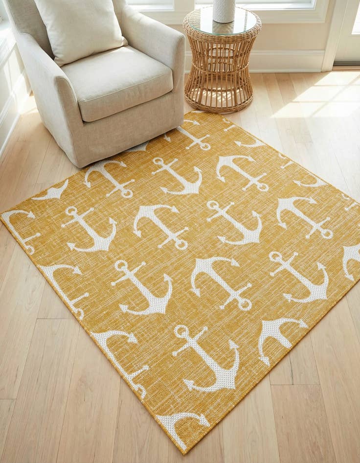 Detail image of 5' 3 x 5' 3  Washable Coastal Indoor / Outdoor Square Rug