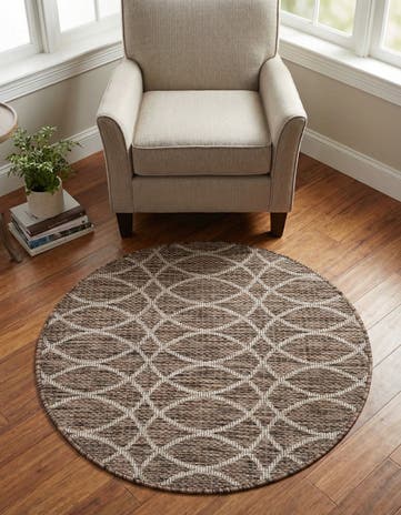 3' x 3' Easy-Clean Lattice Indoor / Outdoor Round Rug