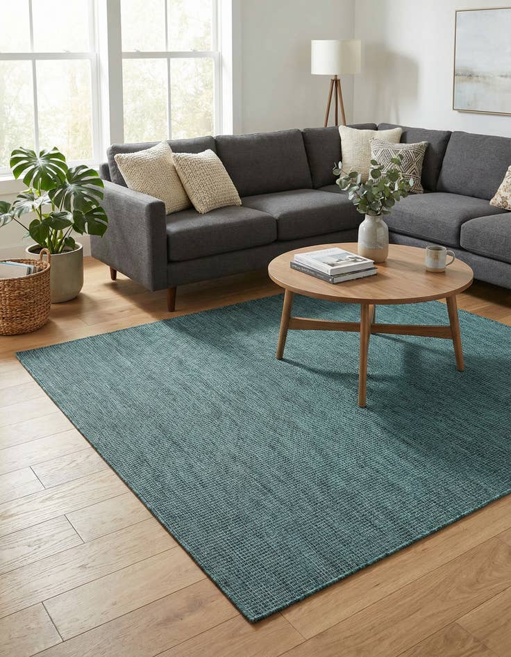 Detail image of 6' 1 x 6' 1 Washable Solid Indoor / Outdoor Square Rug