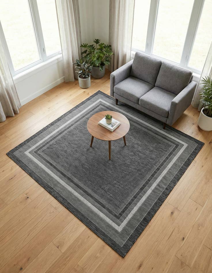 Detail image of 6' x 6' Washable Border Indoor / Outdoor Square Rug