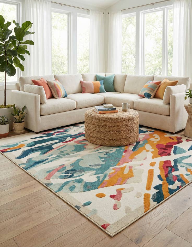 Detail image of 10' x 10' Washable Casablanca Indoor / Outdoor Square Rug