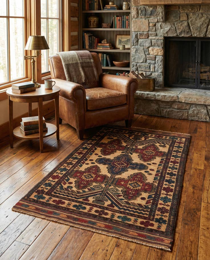 Detail image of 2' 8 x 4' 5 Hand Knotted Sumak Wool Rug