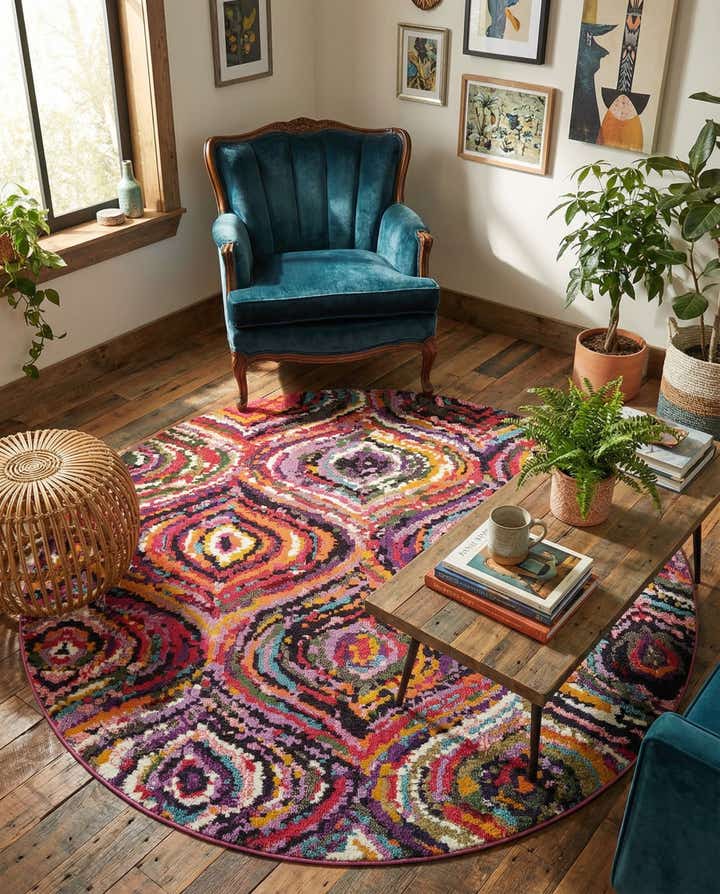 245cm x 245cm Lavable Casablanca Tapis Rond