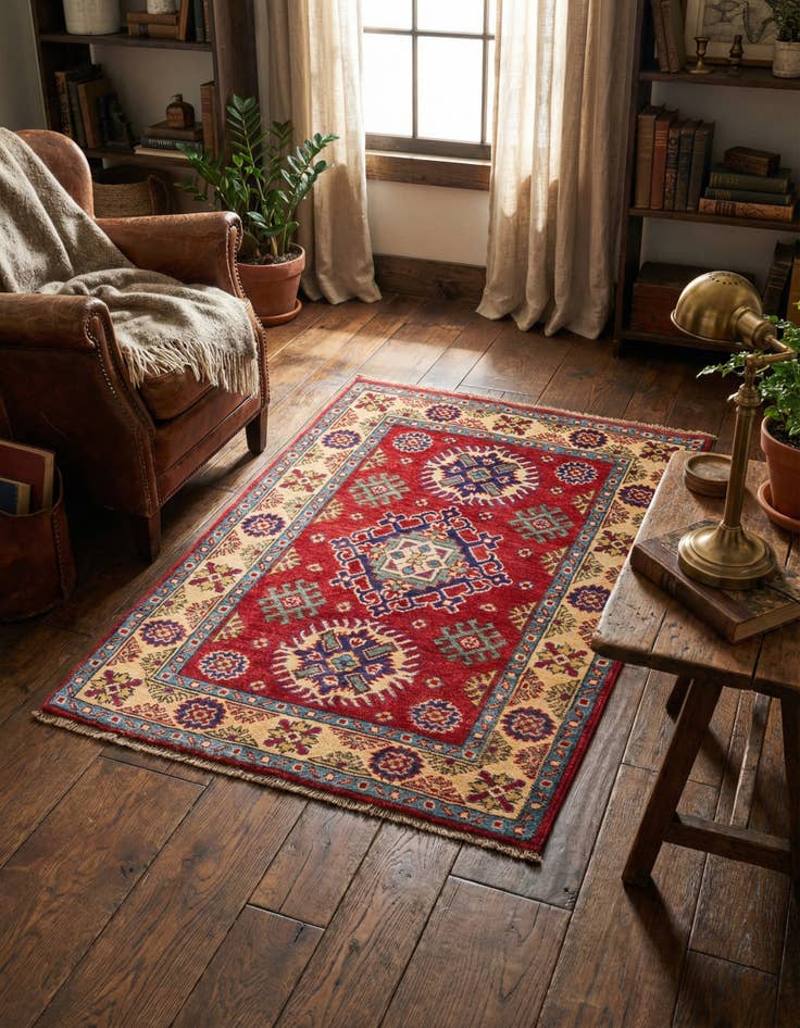 Detail image of 2' 9 x 3' 9 Hand Knotted Kazak Rug