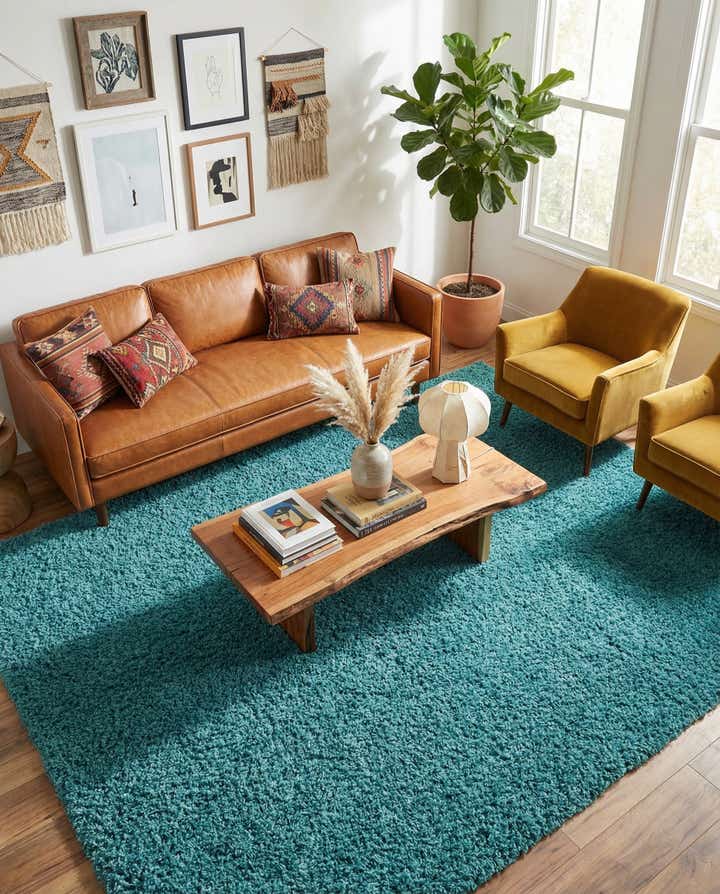 9' x 12' Solid Shag Rug