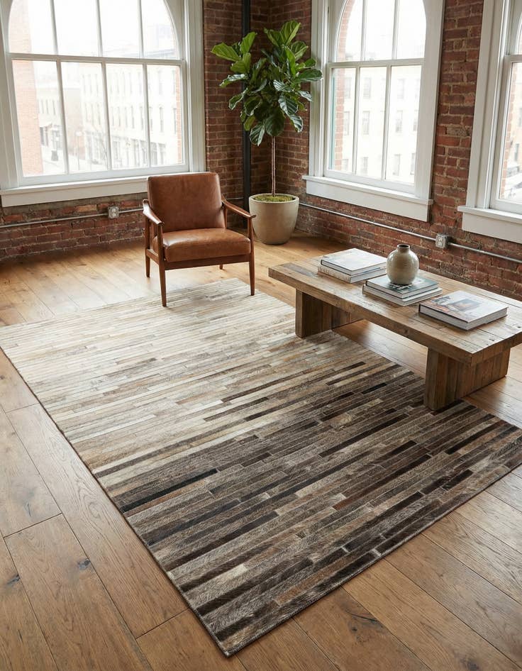 Detail image of 4' 6 x 6' 6 Cowhide Leather Rug