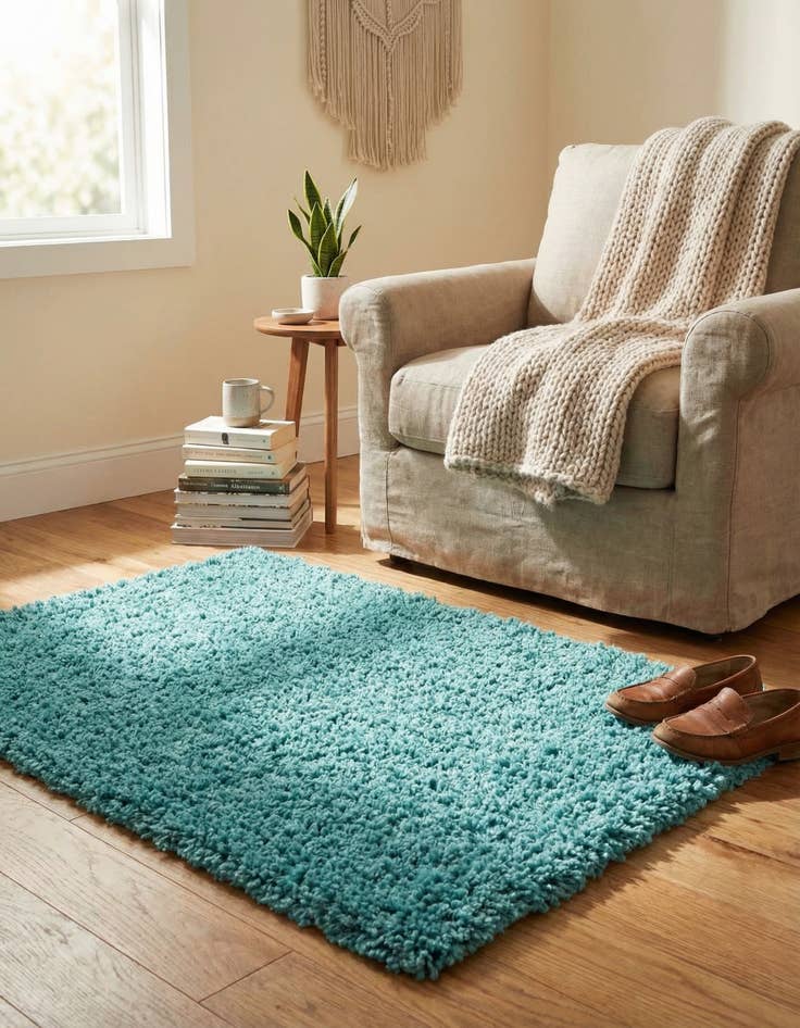 Detail image of 2' x 3' Solid Shag Rug