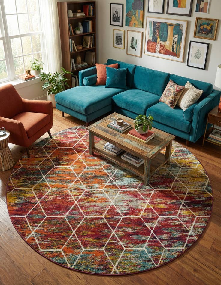 Detail image of 10' x 10' Lattice Frieze Round Rug