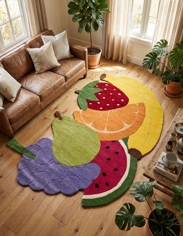 Detail image of 6' 9 x 10' Happy Rugs Fruit Salad Wool