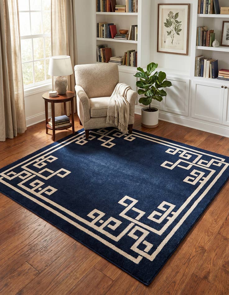 Detail image of 7' 10 x 7' 10 Greek Key Square Rug