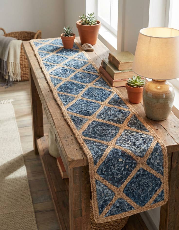 Detail image of 1' 2 x 4' 1  Hand Braided Jute Table Runner Rug
