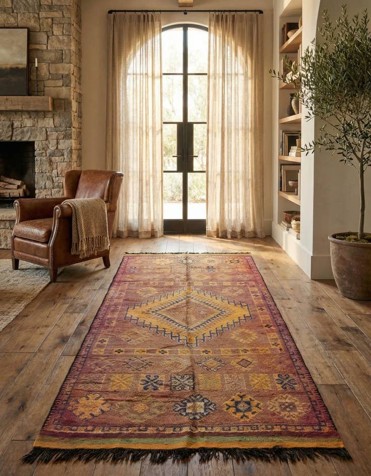 Detail image of 6' 10 x 14' 8 Hand Knotted Moroccan Wool Runner Rug