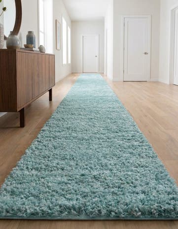 Turquoise Everyday Shag Runner Rug