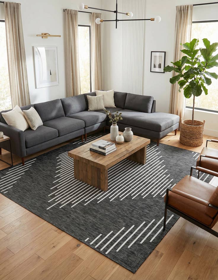 Detail image of 10' x 10' Washable Modern Indoor / Outdoor Square Rug