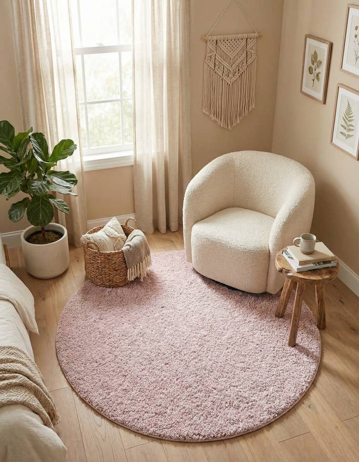 Detail image of  5' x 5' Soft Solid Shag Round Rug