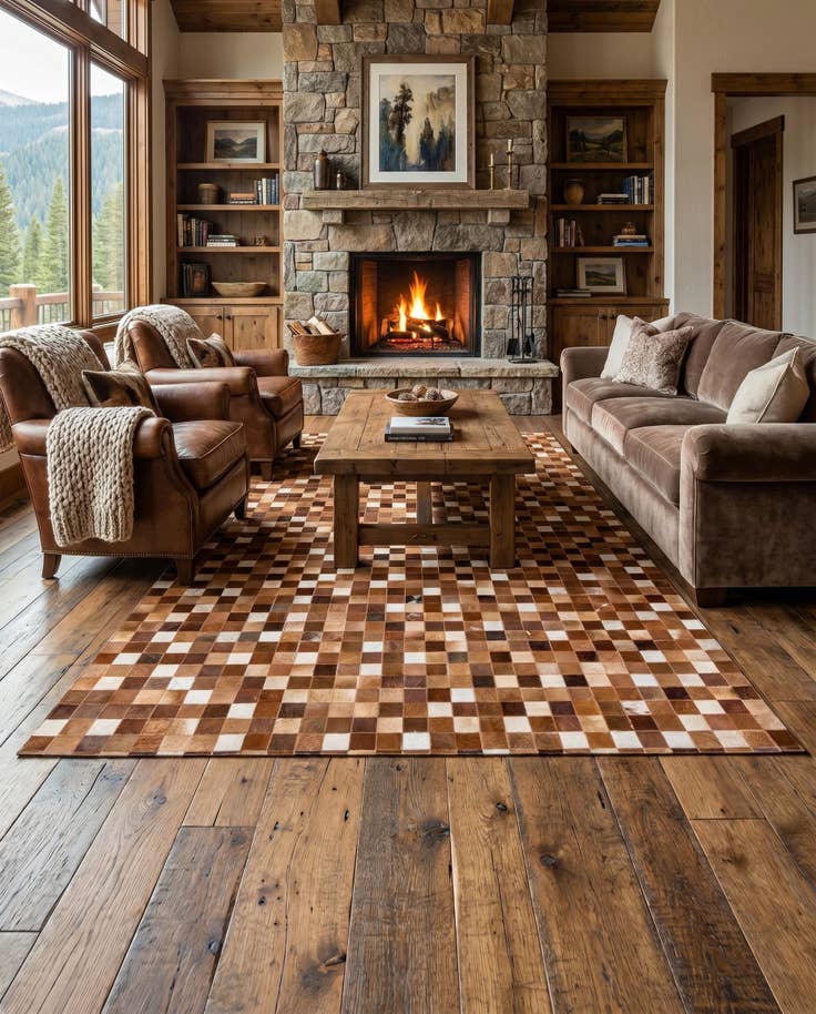 Detail image of 5' 1 x 7' 11 Cowhide Stocks Rug