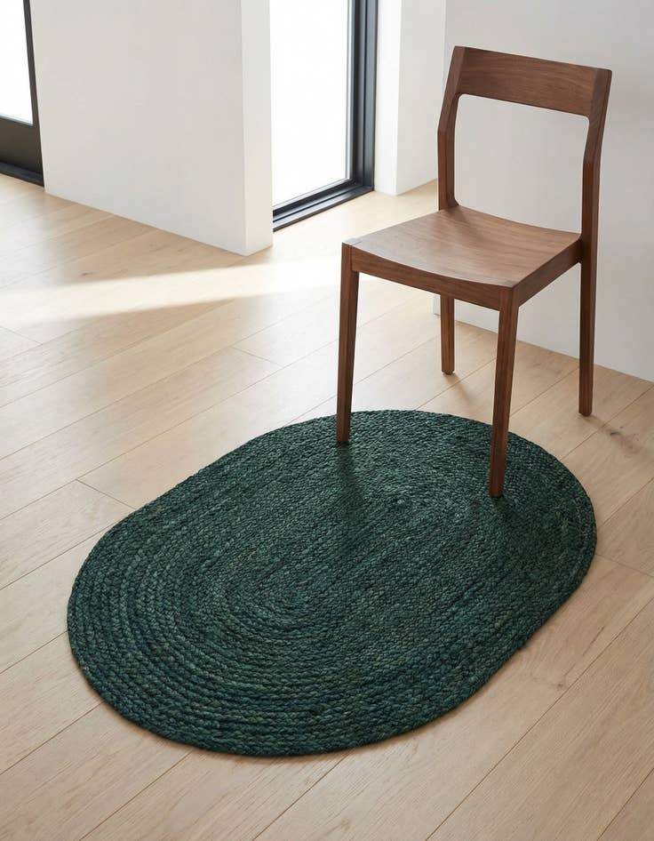 Detail image of 2' 2 x 3' 1  Hand Braided Jute Oval Rug