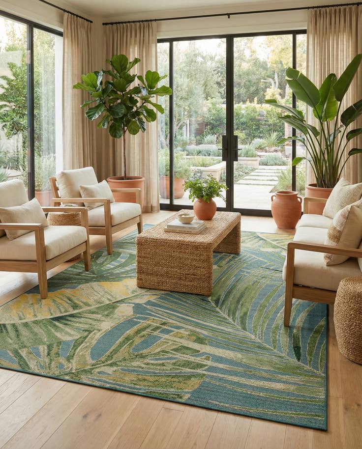 Detail image of 10' x 14' 2 Easy-Clean Botanical Indoor / Outdoor Rug