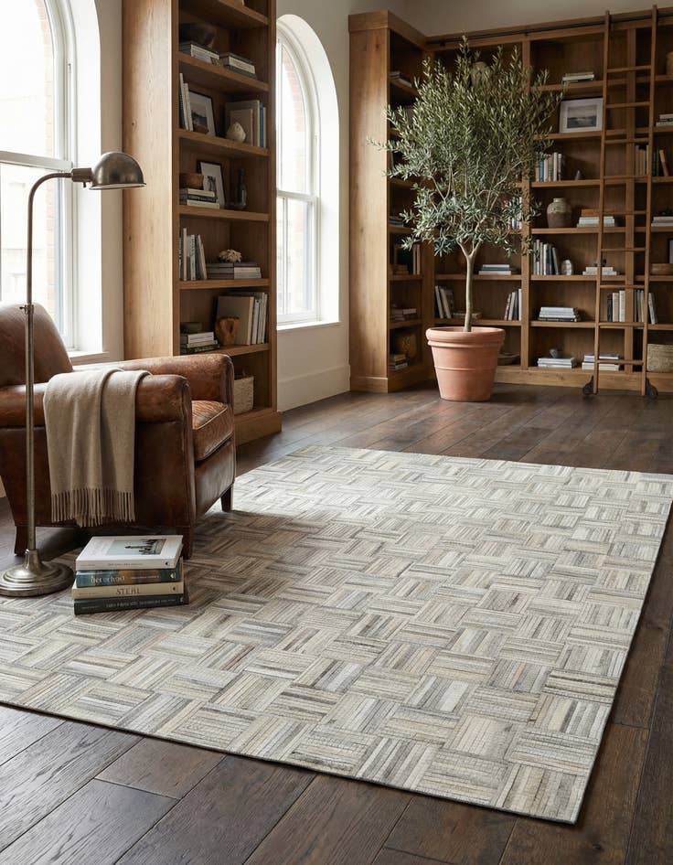 Detail image of 5' 3 x 8' Cowhide Leather Rug