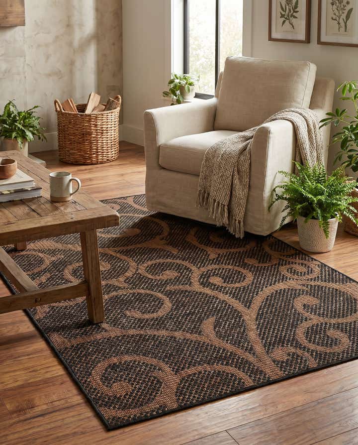 3' 3 x 5' 3 Easy-Clean Botanical Indoor / Outdoor Rug
