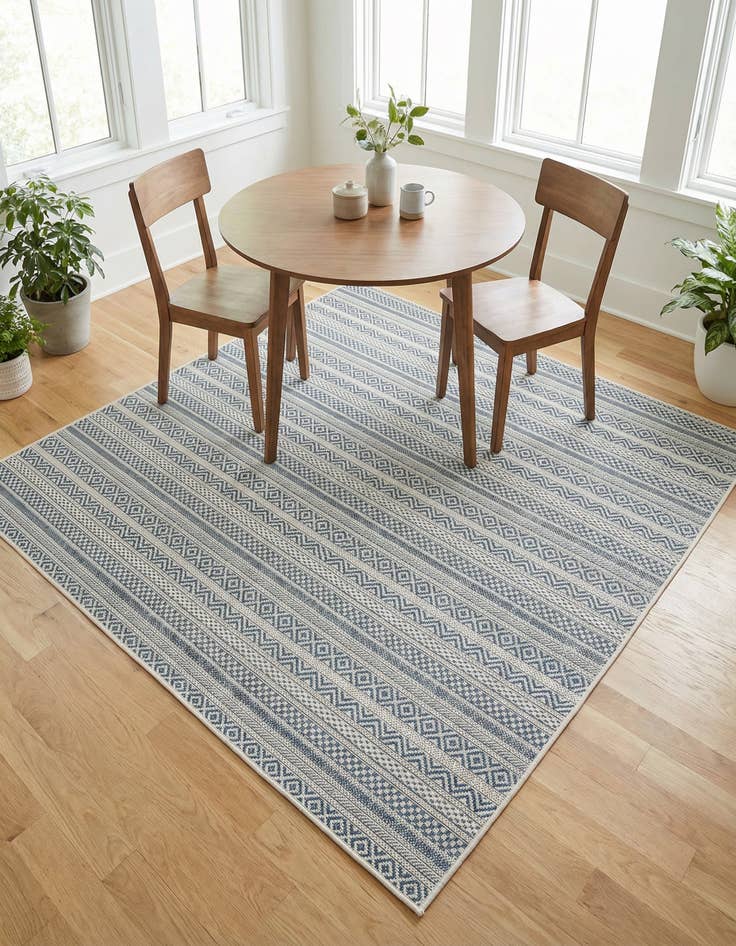Detail image of 5' 3 x 5' 3 Washable Ribbon Indoor / Outdoor Square Rug