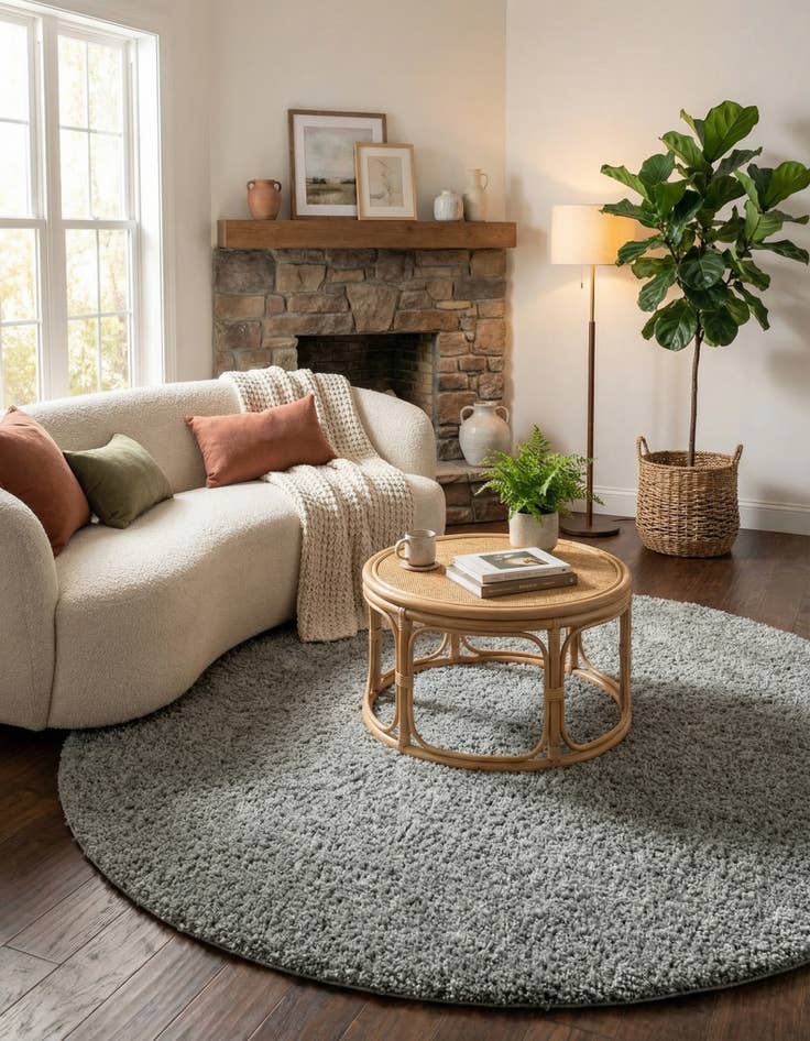 Detail image of 8' x 8' Soft Solid Shag Round Rug