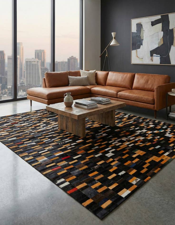 Detail image of 5' 3 x 8' 1 Cowhide - Patchwork Rug