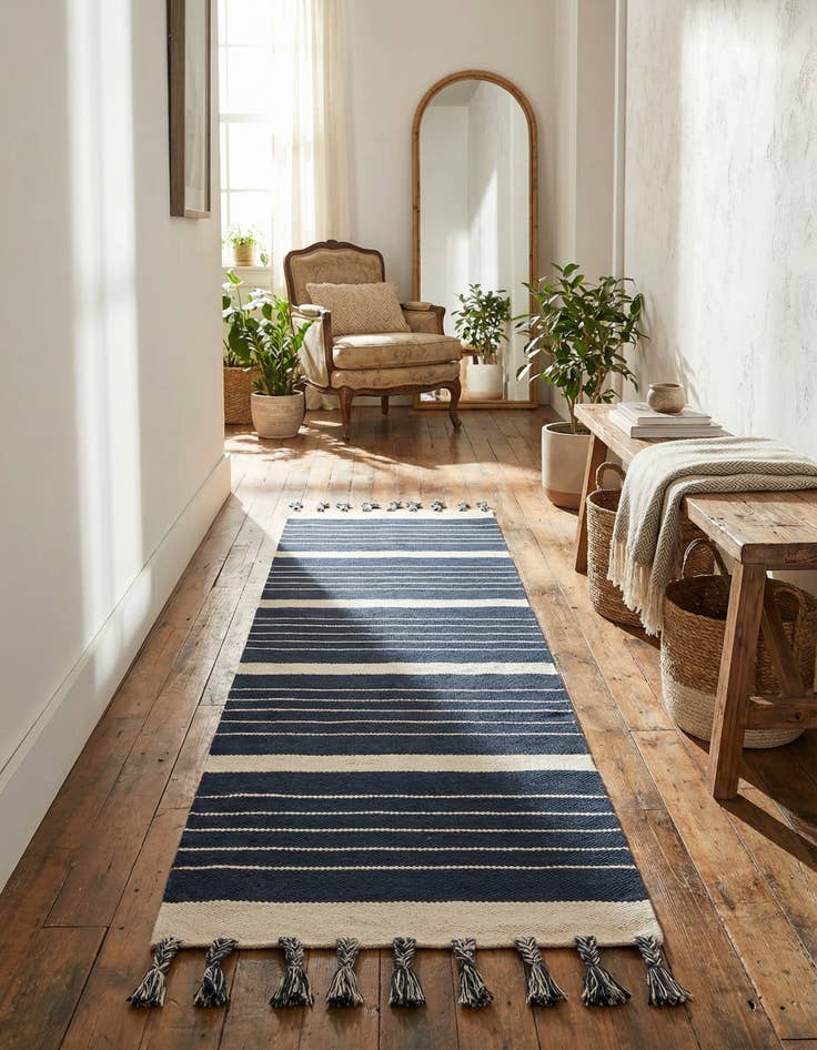 Detail image of 2' 7 x 10' Hand Woven Chindi Cotton Runner Rug