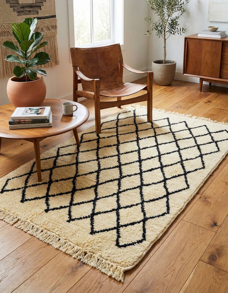 Detail image of 3' 1 x 4' 10 Hand Knotted Moroccan Wool Rug