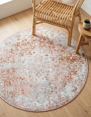 Rose Pink Kamala Washable Round Rug