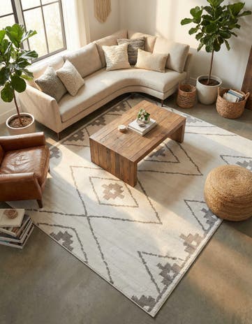Ivory Oslo Square Rug