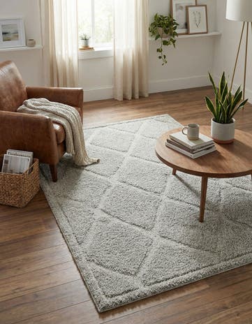 Gray Lattice Shag Rug