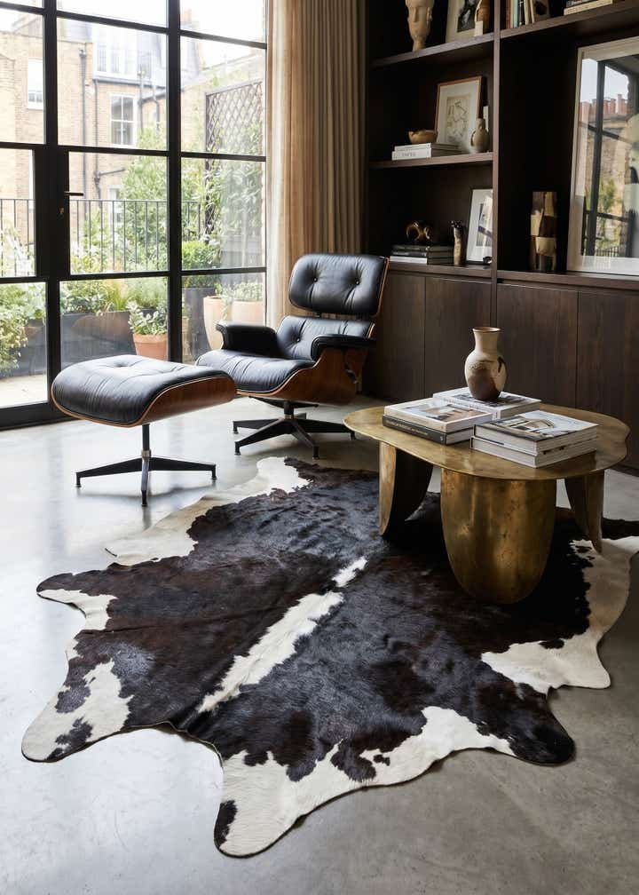 5' 11 x 6' 4 Cowhide Leather Square Rug