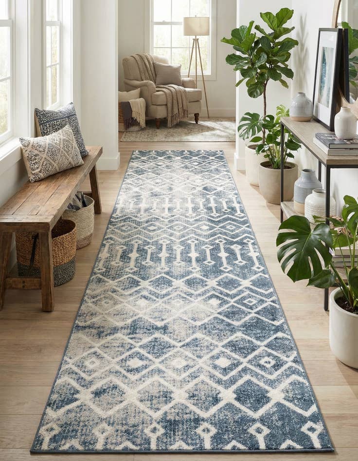 Detail image of 2' 7 x 12' Bohemian Trellis Runner Rug