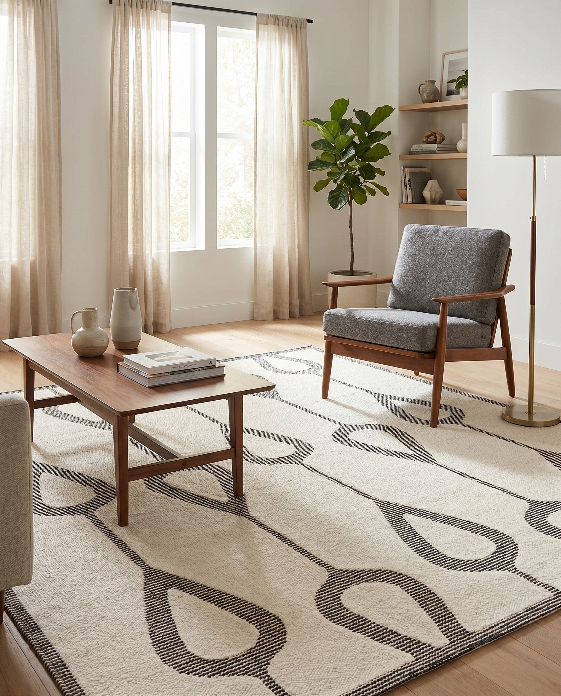 Ivory White Prismatic Square Rug