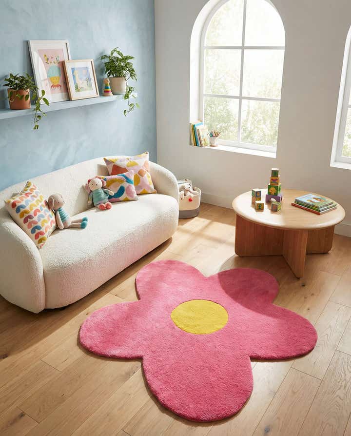 4' 1 x 4' 1 Happy Rugs Funky Flower Wool Round