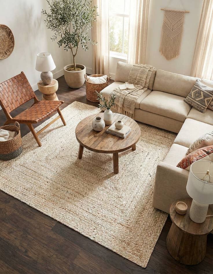 Detail image of 5' 1 x 8' Handmade Braided Chindi Rug