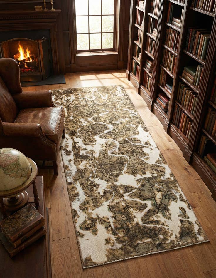 Detail image of 3' 5 x 7' Hand Knotted Ultra Vintage Persian Wool Runner Rug