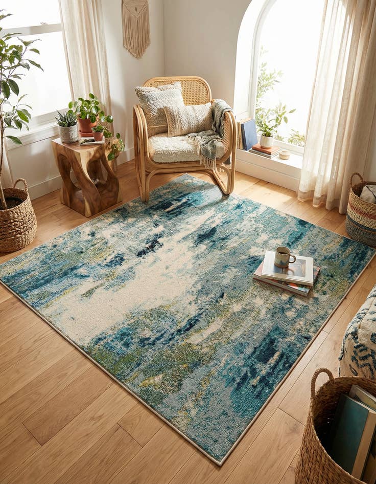 Detail image of 5' x 5' Washable Theia Square Rug