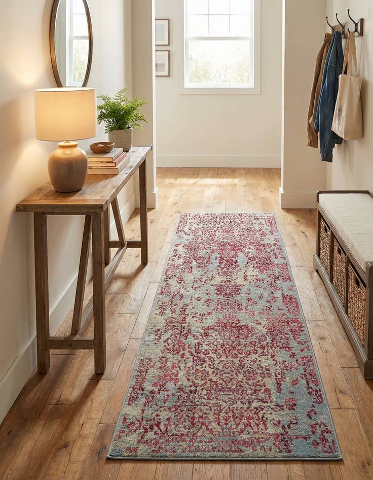 Detail image of 2' x 6' Easy-Clean Botanical Indoor / Outdoor Runner Rug