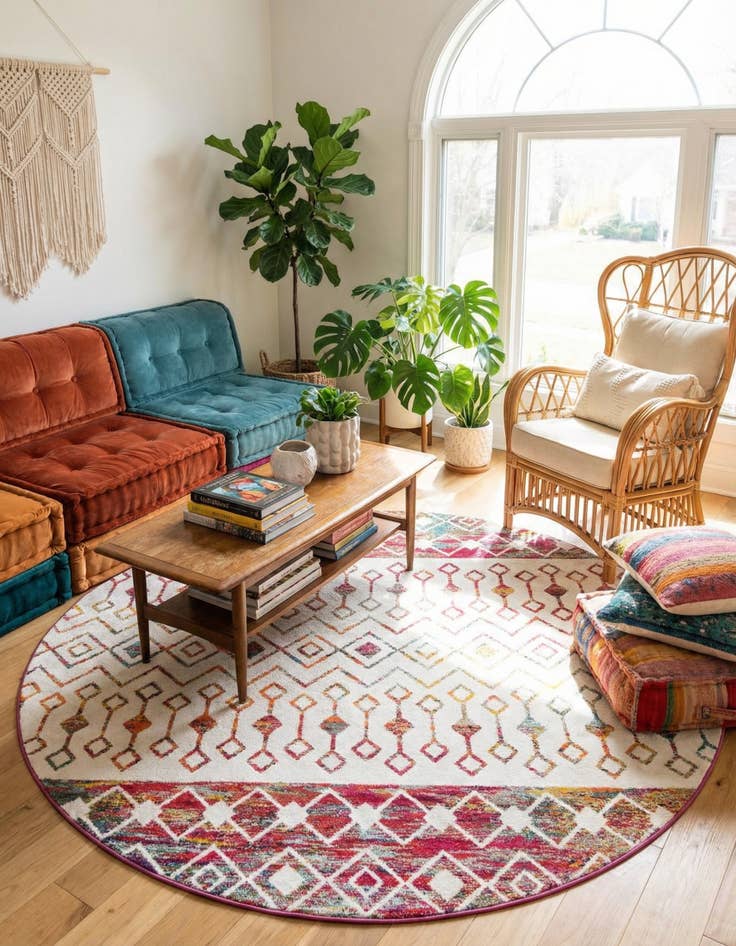 Detail image of 10' x 10' Moroccan Trellis Round Rug