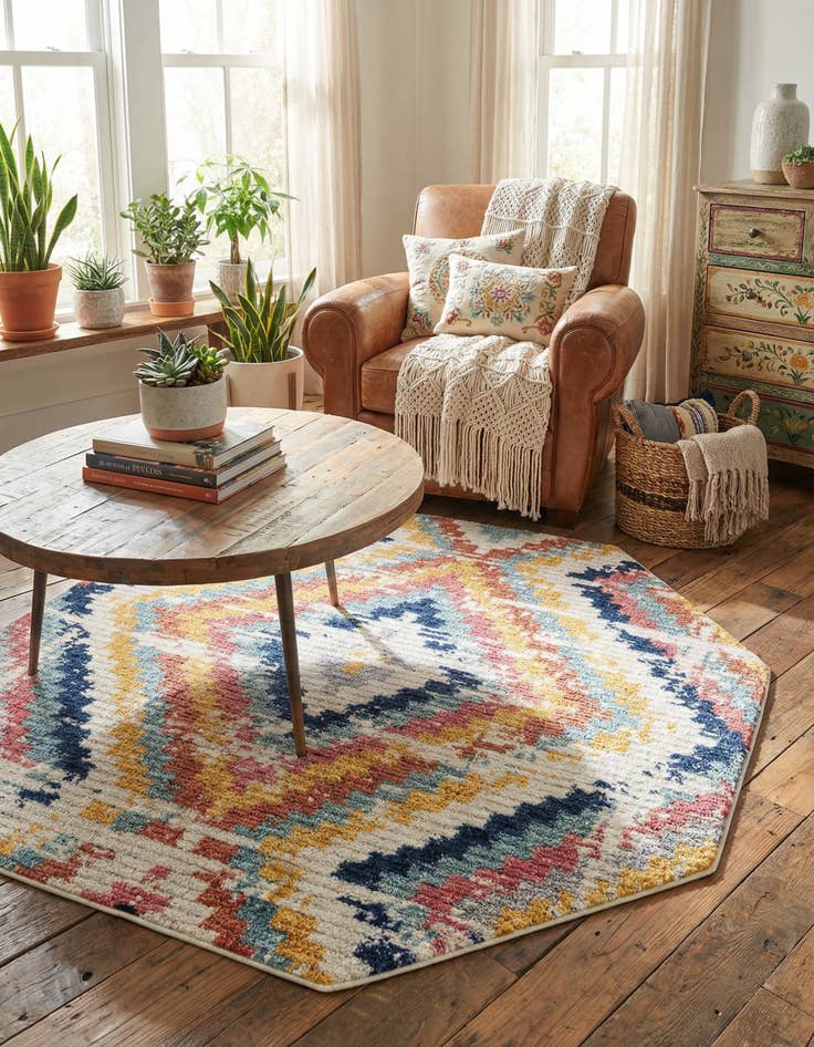 Detail image of 5' 3 x 5' 3 Tagine Octagon Rug